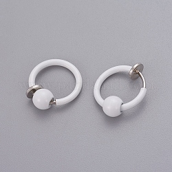Boucles d'oreilles rétractables en laiton galvanisé, créoles à ressort non piercing, boucle d'oreille cartilage, avec perles amovibles, blanc, 12.6x0.8~1.6mm, clip de fixation: 4.5mm