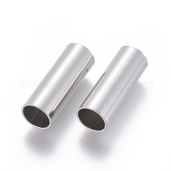 Perlas de tubo de 304 acero inoxidable, color acero inoxidable, 25x9mm, agujero: 8 mm