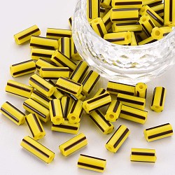 Glass tubulär Perlen, opaken Farben versickern, Rundloch, Gelb, 8~10x4 mm, Bohrung: 1.8 mm, ca. 1800 Stk. / Pfund