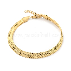 Ion Plating(IP) 304 Stainless Steel Herringbone Chain Bracelet, Golden, 8-1/4 inch(21cm)