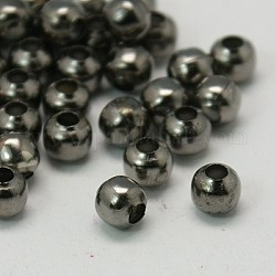 Eisen Zwischenperlen, Runde, Metallgrau, 4 mm, Bohrung: 1.5 mm, ca. 535 Stk. / 50 g