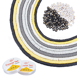 Arricraft perles rondes en pâte polymère écologiques faites à la main, disques heishi perles & perles acryliques, avec fil élastique extensible, couleur mixte, disques heishi perles: 10 brins, perles acryliques: 400 pièces
