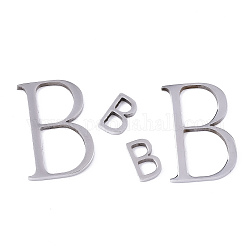 201 Stainless Steel Pendants, Laser Cut, Letter B, Stainless Steel Color, Big B: 22x14x1mm, Little B: 9x5x1mm