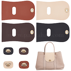 PH PandaHall 4pcs Bag Flip Cover, 9 x 5.3 Inch PU Imitation Leather Bag Cover Sew on Faux Leather Tab Closure with Antique Bronze Alloy Buckle for DIY Handbag Purse Shoulder Bag Making, Earthtone