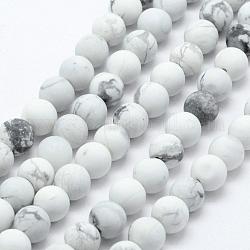 Natürliche Howlith Perlen Stränge, matt, Runde, 7.5~8 mm, Bohrung: 1 mm, ca. 51 Stk. / Strang, 15.3 Zoll (39 cm)