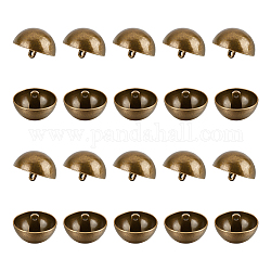 Boutons à tige en alliage unicraftale 20 pièces, 1-trou, dôme / demi-rond, bronze antique, 23x17mm, Trou: 1.5mm