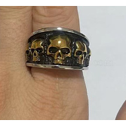 Титановые стальные кольца, череп, античное золото , размер США 10 (19.8 мм)