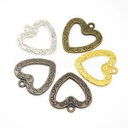 Tibetan Style Alloy Heart Pendants, Lead Free & Nickel Free, Mixed Color, 22x23x1.5mm, Hole: 1.5mm, about 100pcs/200g
