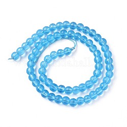 Handmade Lampwork Beads, Textured, Round, Deep Sky Blue, 8~8.5mm, Hole: 1.3mm, about 49~54pcs/strand, 14.64  inch~15.27 inch(37.2~38.8cm)