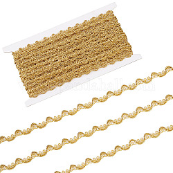 Cinta de encaje ondulado de filigrana, forma de onda, para accesorios de vestir, oro, 8x1mm, 25 yardas / rodillo