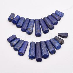 Abalorios de lapislázuli naturales hebras, colgantes de ventilador graduados, cuentas focales, teñido, 16~39x9.5~10x5mm, agujero: 1 mm, 11 pcs / Hilo, 3.27 pulgada