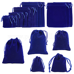 Nbeads 40pcs 5 styles pochettes en velours rectangle, bonbons sacs cadeaux fête de noël mariage faveurs sacs, bleu foncé, 40 pcs /sachet 
