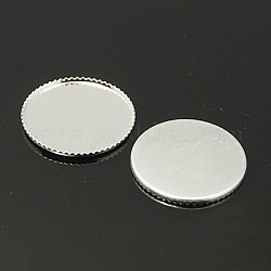Brass Cabochon Settings, Lead Free and Cadmium Free, DIY Material for Hair Accessories, Flat Round, Silver Color, Size: about 19mm in diameter, tray: 18mm