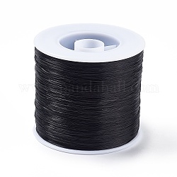 Cuerda de cristal elástica plana de 400 m, Hilo de cuentas elástico, para hacer la pulsera elástica, negro, 0.2mm, 1 mm de ancho, alrededor de 446.81 yarda (400 m) / rollo