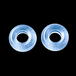 Transparentem Glas European Beads, Großloch perlen, Donut, weiß, 10x3 mm, Bohrung: 3.0~4.3 mm