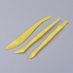 Outils de sculpture plastique, pour faire de l'argile diy super léger, jaune, 130~135x2~14.5mm, 3 pièces / kit