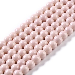 Fili di perline in vetro placcato, cottura della vernice, tondo, rosa nebbiosa, 8mm, Foro: 1.3~1.6 mm, circa 100pcs/filo, 31.4 pollice