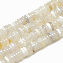 Натуральный белый агат бисер нитей, Heishi бусы, Плоский круглый / диск, 6x1.5~2 мм, отверстие : 1 мм, около 240 шт / нитка, 15.7 дюйм