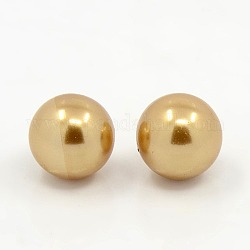 Shell Pearl Beads, No Hole, Round, Goldenrod, 10mm