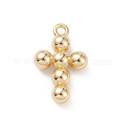 Rack Plating Brass Pendants, Cross Charms, Long-Lasting Plated, Cadmium Free & Lead Free, Real 18K Gold Plated, 14.5x9.5x3mm, Hole: 1.2mm