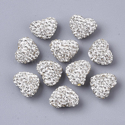 Abalorios de Diamante de imitación de arcilla polímero, corazón, cristal, pp10 (1.6~1.7), 7 fila de rhinestone, 10x12x6mm, agujero: 1 mm