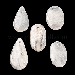 Pendentifs en pierre de lune naturelle, breloques en forme de larme/ovale, 30.5~37.5x17.5~20.5x4.5~6.5mm, Trou: 2mm