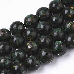 Собранные нити из синтетического бронзита и зеленого флюорита, круглые, 8 мм, отверстие : 1 мм, около 50 шт / нитка, 15.94 дюйм (40.5 см)