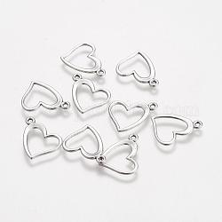 Tibetan Style Alloy Charms, Cadmium Free & Lead Free, Heart, Antique Silver, 13x15x1mm, Hole: 1.5mm