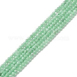 Hilos de perlas de vidrio natural, facetados, redondo, primavera verde, 3mm, agujero: 0.6 mm, aproximamente 113 pcs / cadena, 15.24~15.43 pulgada (38.7~39.2 cm)