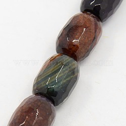 Natural Agate Beads Strands, Barrel, Dyed, Faceted, Mixed Color, 18x13mm, Hole: 1mm, about 22pcs/strand, 15inch