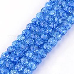 Crackle sintetico perle di quarzo fili, tondo, tinto, dodger blu, 8mm, Foro: 1 mm, circa 50pcs/filo, 15.7 pollice