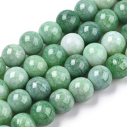 Brins de perles rondes en verre craquelé opaque, pierres d'imitation, ronde, verte, 8~9mm, Trou: 1.5mm, Environ 104~106 pcs/chapelet, 30.31~31.10 pouce (77~79 cm)