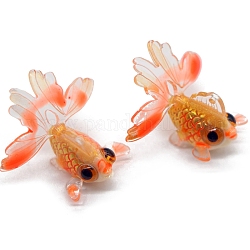 Подвески из полупрозрачной смолы, прелести золотых рыбок, оранжево-красный, 28.5x17.4 мм