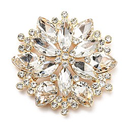 Cabochons Diamante de imitación de la aleación, la luz de oro, flor, 52.5x51x13mm
