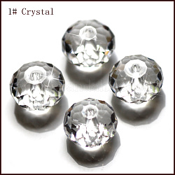 Imitation Austrian Crystal Beads, Grade AAA, Faceted, Rondelle, Clear, 6x4mm, Hole: 0.7~0.9mm