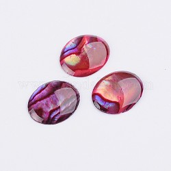Gefärbte ovale Abalone-Muschel / Paua-Muschel-Cabochons, Fuchsie, 10x8x1.5 mm