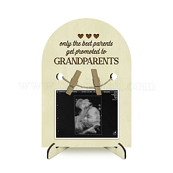 Soporte de marco de imagen de anuncio de madera en forma de arco, para mamás primerizas marcos de ecografía para bebés, corazón, 180x125x4mm, agujero: 10 mm