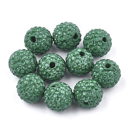 Handgemachte Fimo-Perlen Strass, Runde, Meergrün, 10 mm, Bohrung: 1.6 mm