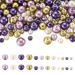 Cheriswelry 12 нить 12 стиля для выпечки расписные жемчужные жемчужные круглые бусины, разноцветные, 4~9 мм, отверстие : 1 мм, около 105~210 шт / нитка, 31.40'' (79.75 см), 1 прядь / стиль
