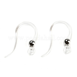 Крючки серьги из смолы, провод уха, плоские французские крючки с шариком, прозрачные, 15x12 мм, штифты : 0.8 мм