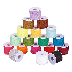 Polyesterkorde, für Schmuck machen, Mischfarbe, 0.4~0.5 mm, ca. 120~130 m / Rolle, 18colors, 1 Rolle / Farbe, 18 Rollen / Satz