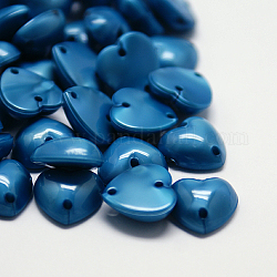 Garment Accessories Imitation Pearl Taiwan Acrylic Rhinestone 1-1 Loop Links, Flat Back, Heart, Steel Blue, 8x8x4mm, Hole: 1mm