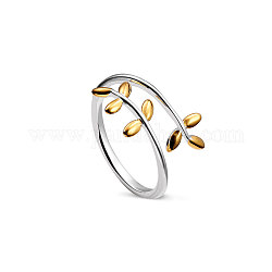 Манжеты shegrace Fashion 925 из стерлингового серебра, открытые кольца, с настоящим 18-каратным золотым лавровым венком, разноцветные, размер США 7 1/4 (17.5 мм)