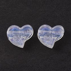 Perles en acrylique transparente, poudre de paillettes, coeur avec fleur et mot amour, clair, 13x15x6mm, Trou: 4.2mm, environ 720 pcs/500 g