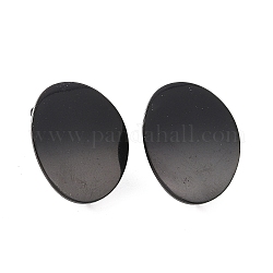 Accessoires de puces d'oreilles en 304 acier inoxydable, avec boucle, courbé, ovale, électrophorèse noir, 20x16x0.75mm, Trou: 3.5mm, pin: 0.8 mm