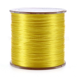 Cuerda de cristal elástica plana, Hilo de cuentas elástico, para hacer la pulsera elástica, amarillo, 0.5mm, alrededor de 328.08 yarda (300 m) / rollo
