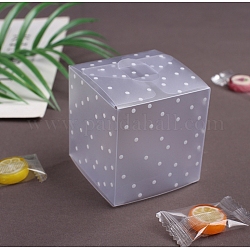 Tupfenmuster transparentes PVC-Quadrat begünstigen Box Süßigkeiten behandeln Geschenkbox, für Hochzeitsfeier Babyparty Packbox, Transparent, Kastengröße: 4x4x4cm