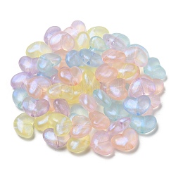 Nbeads perline acriliche trasparenti, polvere di scintillio, cuore, colore misto, 16x21x10mm, Foro: 2 mm, 100pcs/scatola