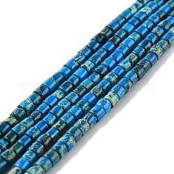 Natürliche kaiserliche Jaspisperlenstränge, gefärbt, Kolumne, Deep-Sky-blau, 4~4.5x4 mm, Bohrung: 0.5 mm, ca. 100 Stk. / Strang, 16.14'' (41 cm)
