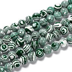 Chapelets de perles en malachite synthétique, teinte, ronde, verte, 8mm, Trou: 1mm, Environ 46 pcs/chapelet, 14.76 pouce (37.5 cm)